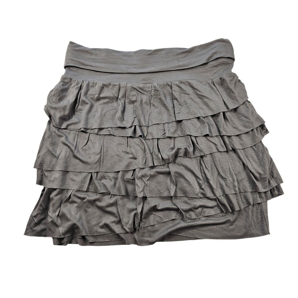 NWT grey teired layered MP skirt M PETITE elastic waist y2k fit flare NEW casual